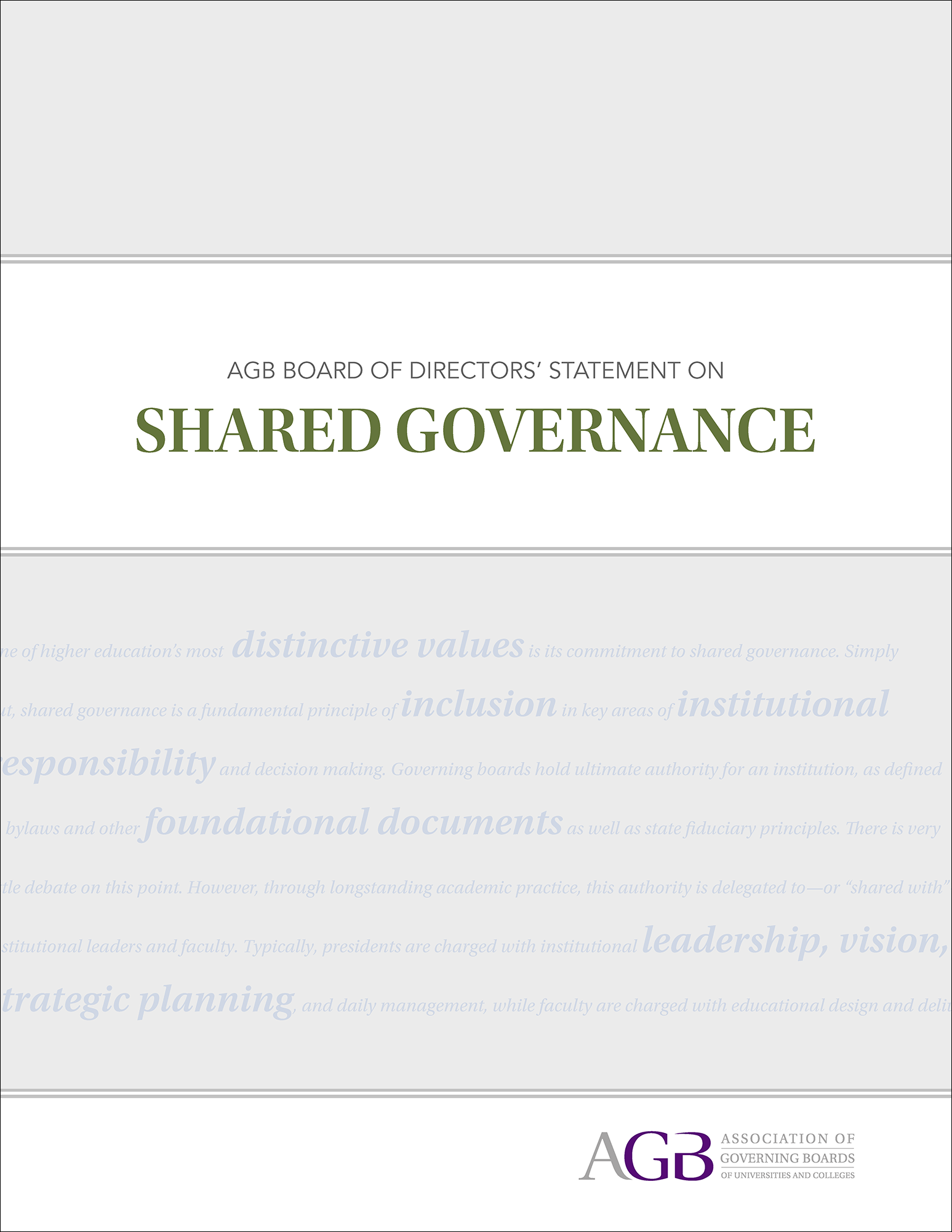 AGB Board of Directors' Statement on Shared Governance