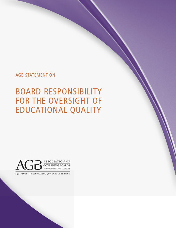 Board Responsibility for the Oversight of Educational Quality