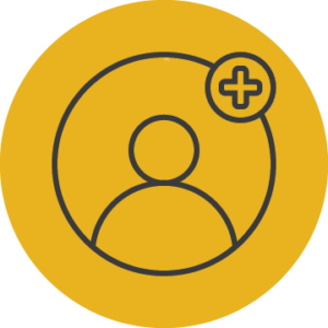 Icon of a person with a plus sign representing how to join AGB.