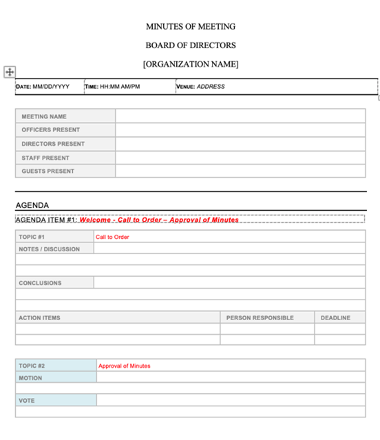 Higher Ed Meeting Minutes Template