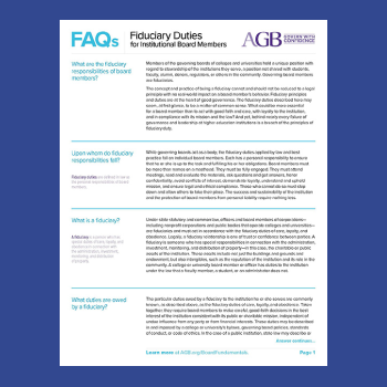 AGB FAQs Fiduciary Duties for Institutional Board Members