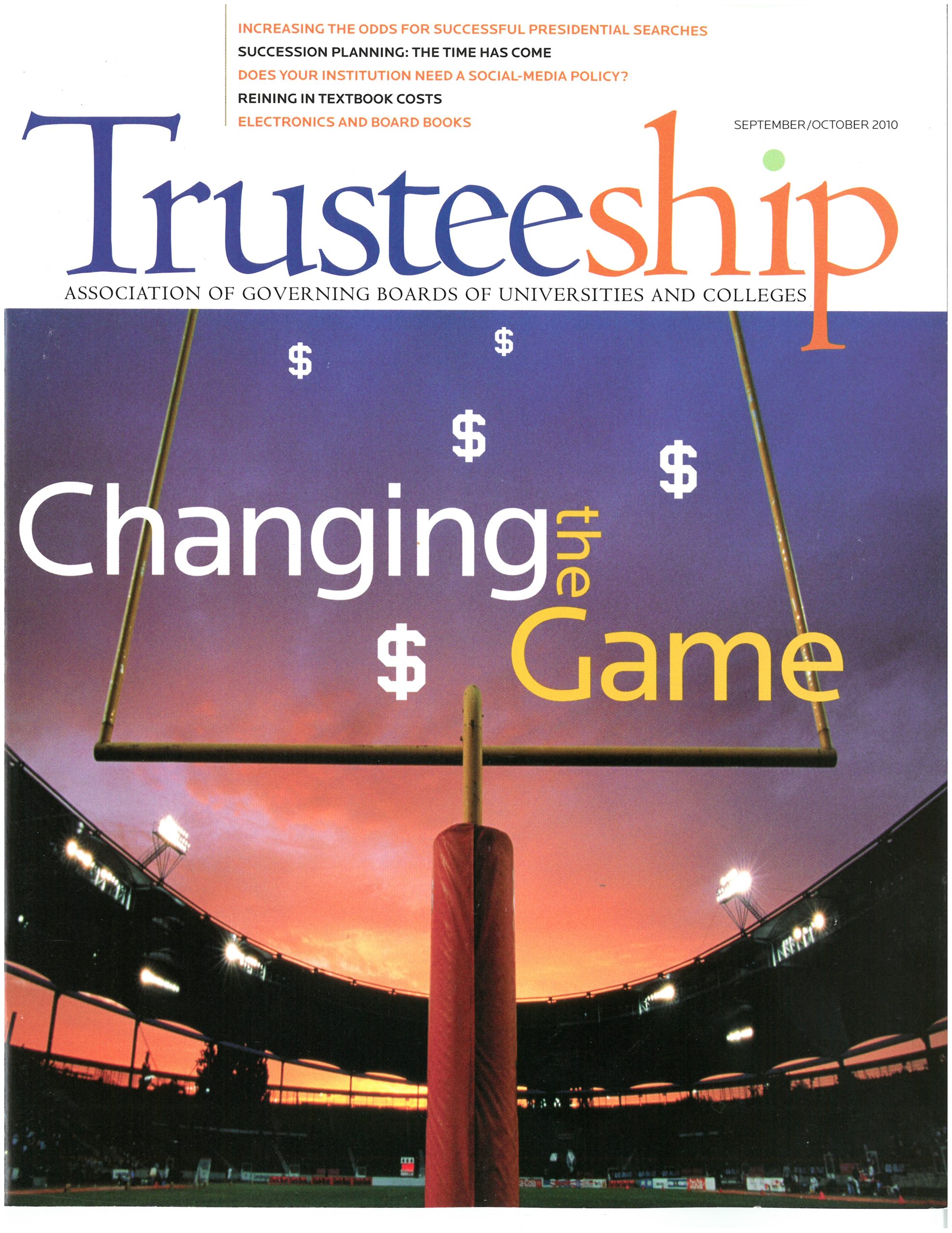 AGB Trusteeship Magazine September/October 2010 with cover article "Changing the Game"