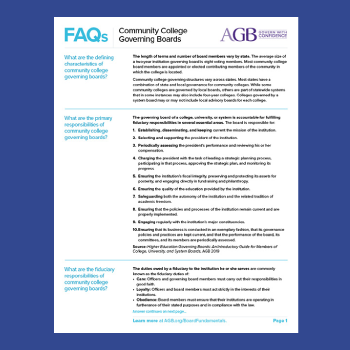 AGB FAQs Community College Governing Boards