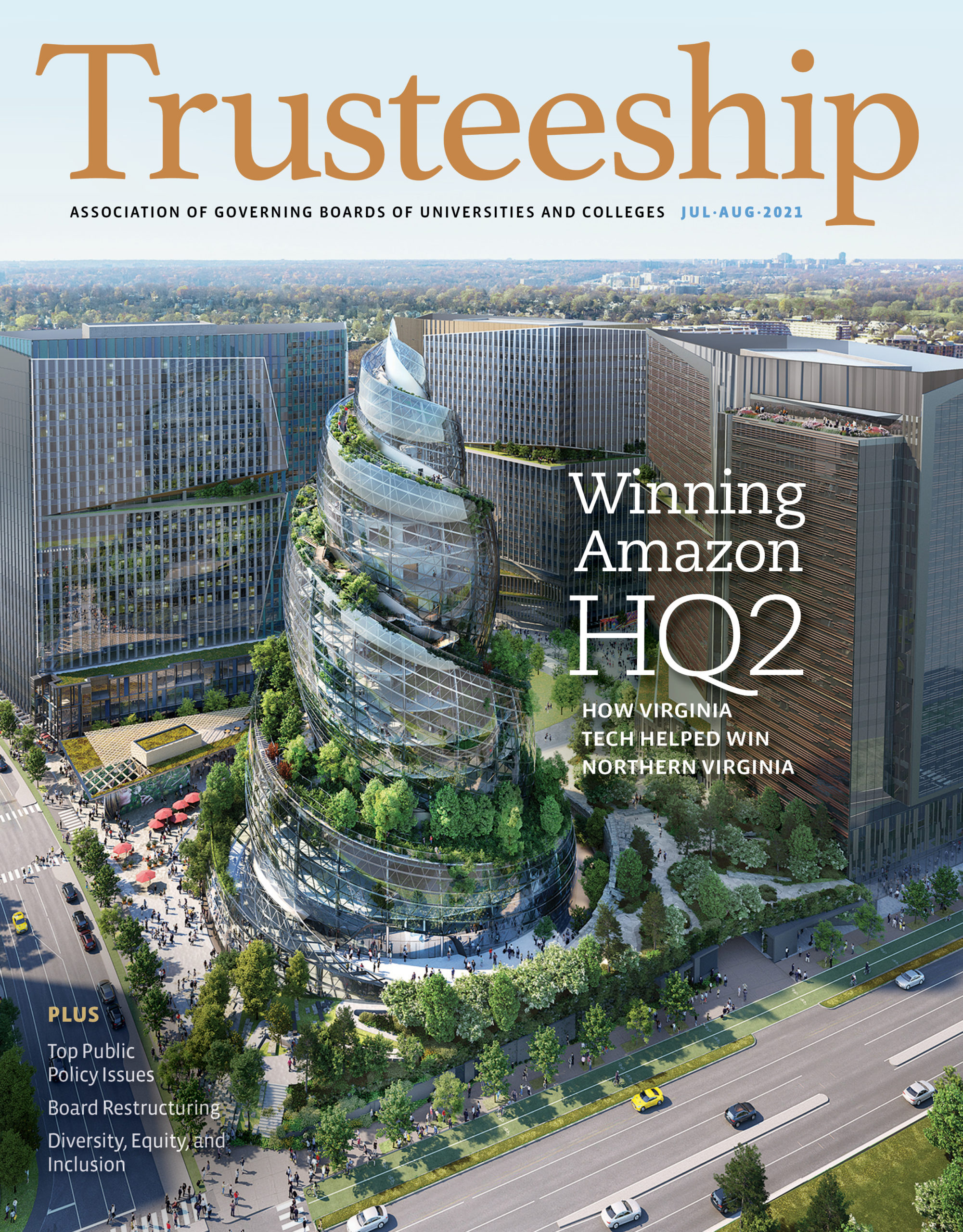 AGB Trusteeship Magazine, July/August 2021 with cover article "Winning Amazon HQ2"