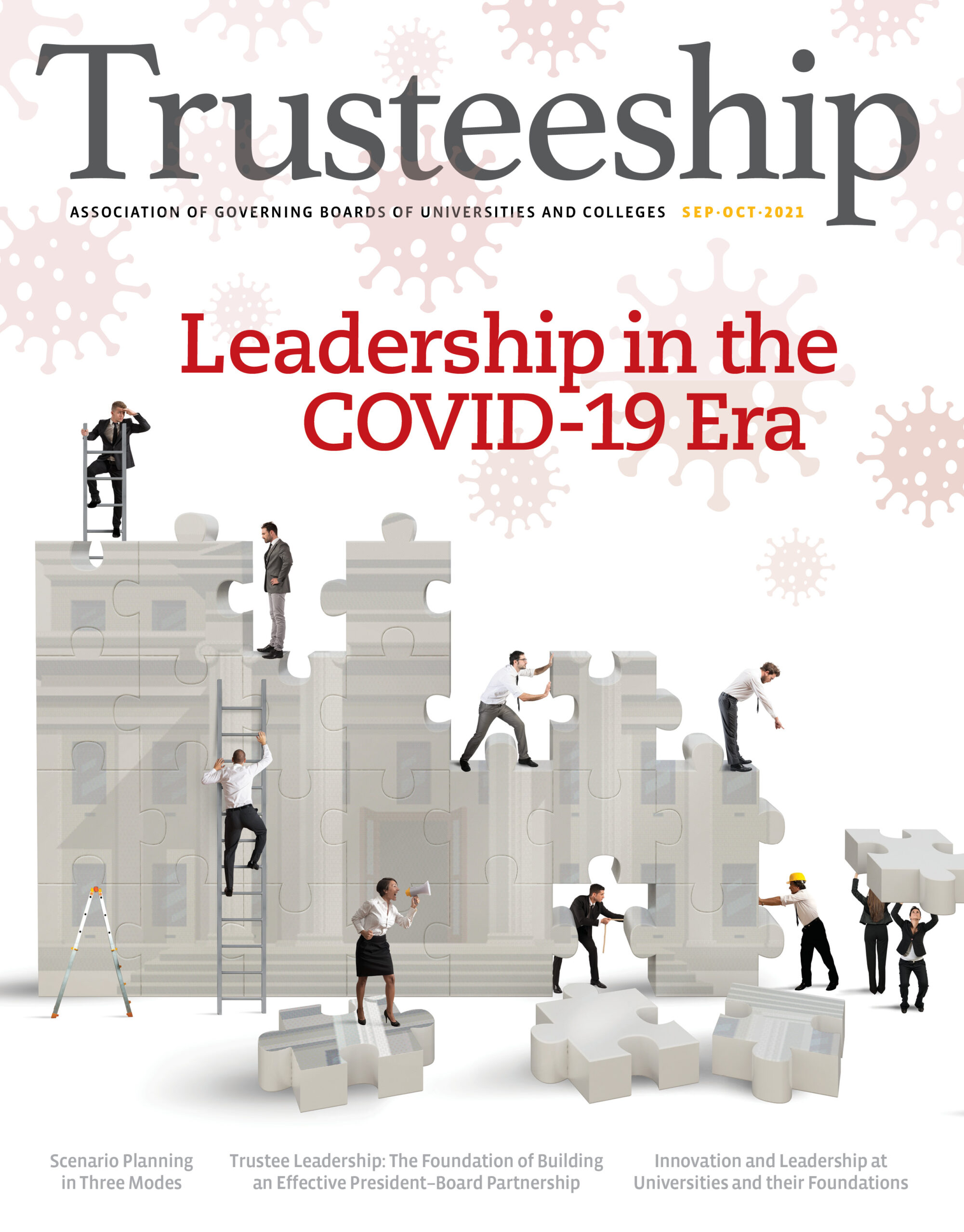 Trusteeship Magazine cover Sept/Oct 2021 Issue with cover article "Leadership in the COVID-19 Era"