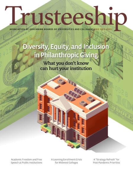 AGB Trusteeship Magazine November/December 2011 with cover article "Diversity, Equity, and Inclusion in Philanthropic Giving"