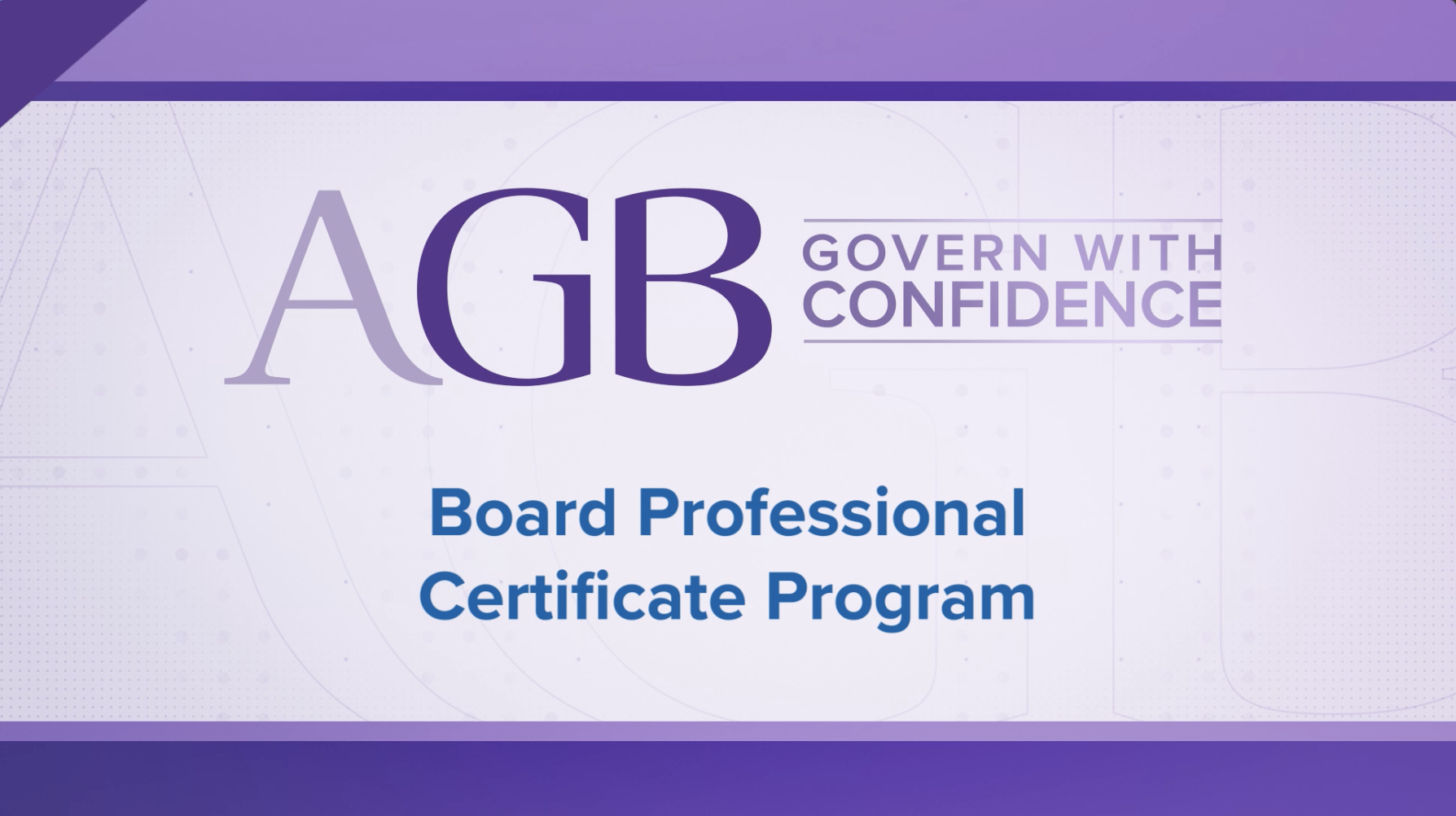 Board Professional Certificate Program from AGB