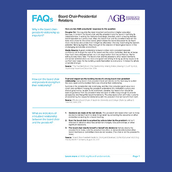 AGB FAQs Board Chair Presidential Relations