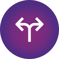 Arrows diverging.