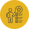 Icon of an accreditor holding a checklist.