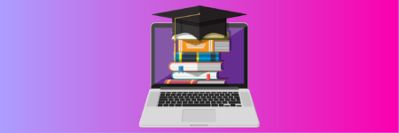 Icon of a laptop with education resources